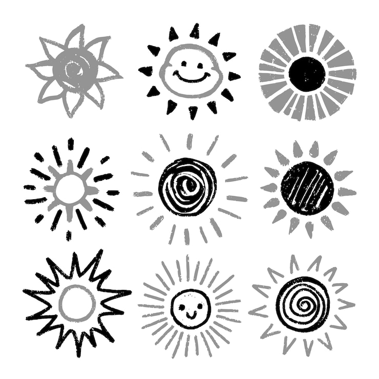 Vector gratuito ilustración de dibujo de sol dibujado a mano