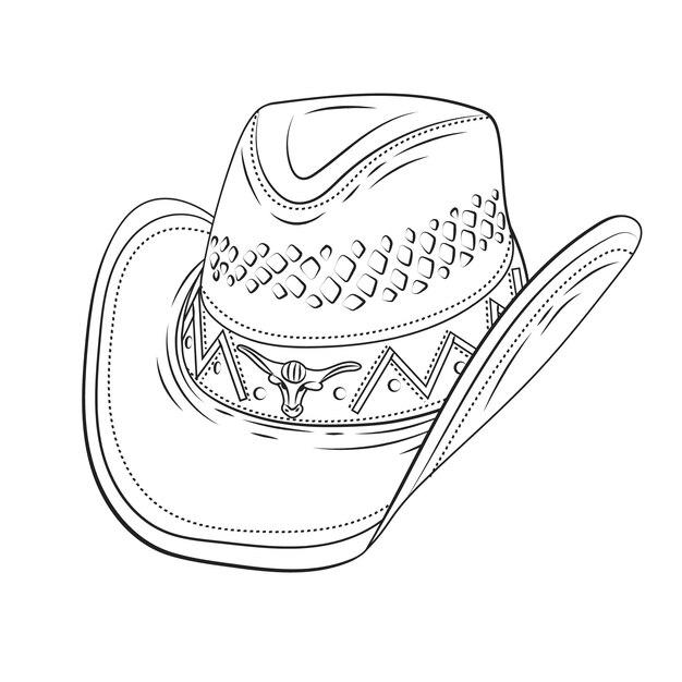 Ilustración de dibujo de sombrero de vaquero dibujado a mano