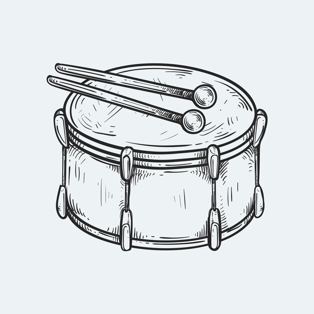 Ilustración del dibujo del tambor dibujado a mano