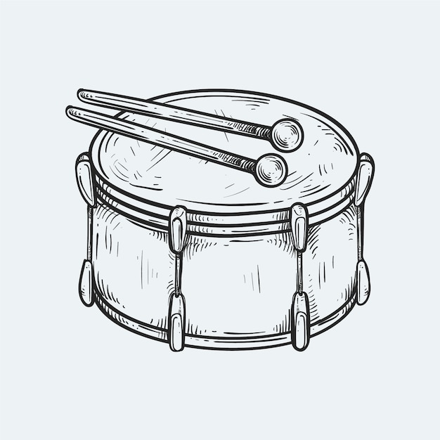 Ilustración del dibujo del tambor dibujado a mano