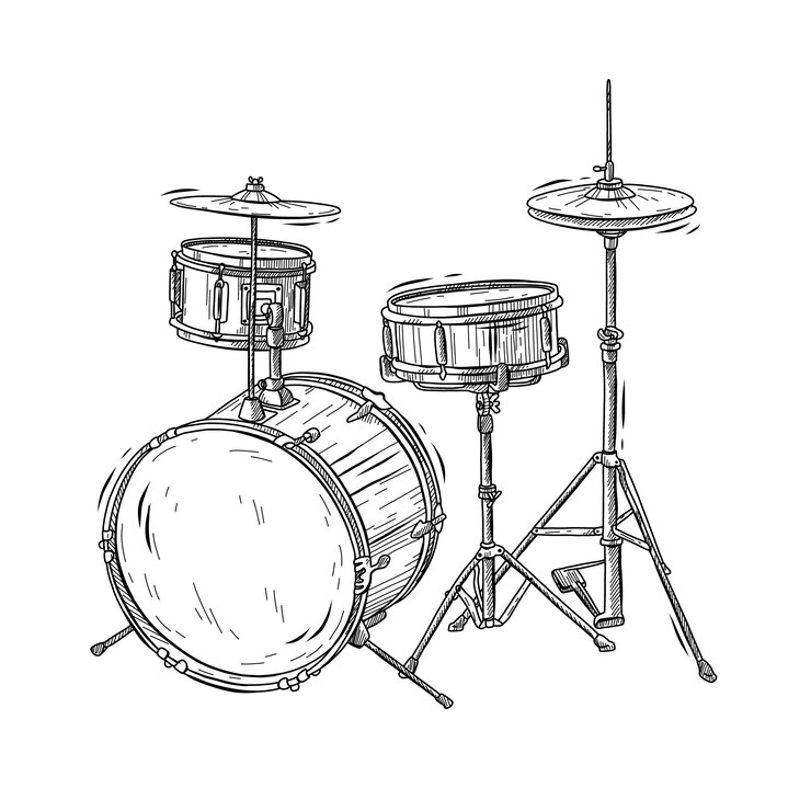 Vector gratuito ilustración del dibujo del tambor dibujado a mano