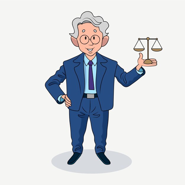 Ilustración de dibujos animados de abogados dibujados a mano