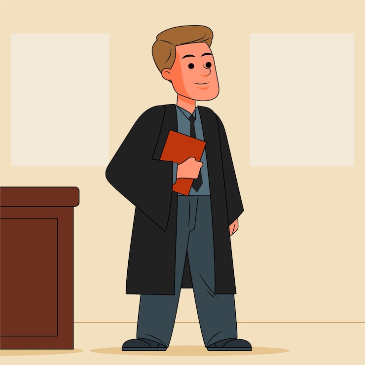 Vector gratuito ilustración de dibujos animados de abogados dibujados a mano