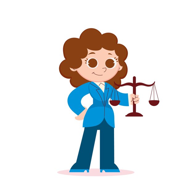 Ilustración de dibujos animados de abogados dibujados a mano