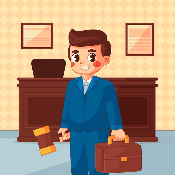 Vector gratuito ilustración de dibujos animados de abogados dibujados a mano