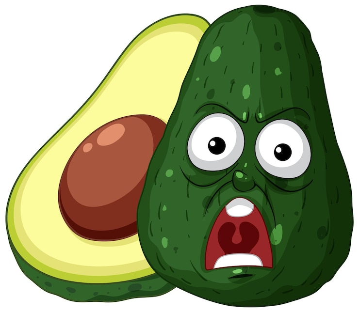 Vector gratuito ilustración de dibujos animados de aguacate sorprendido