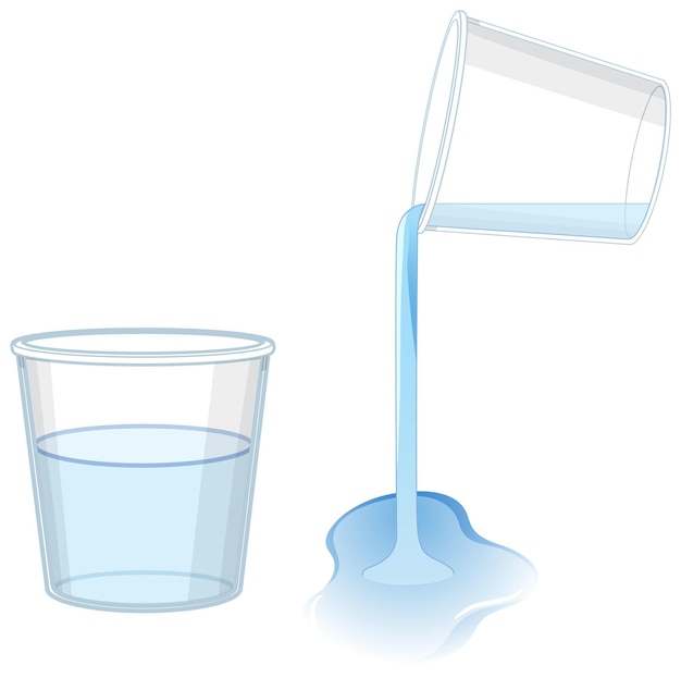 Ilustración de dibujos animados aislados de un vaso de agua