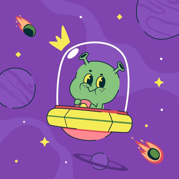 Vector gratuito ilustración de dibujos animados alienígenas dibujados a mano
