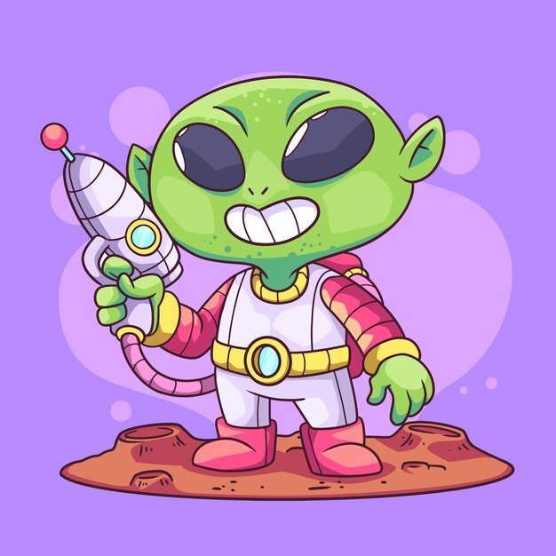 Ilustración de dibujos animados alienígenas dibujados a mano