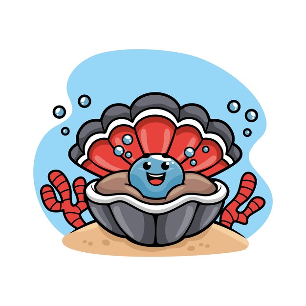 Ilustración de dibujos animados de almejas dibujadas a mano