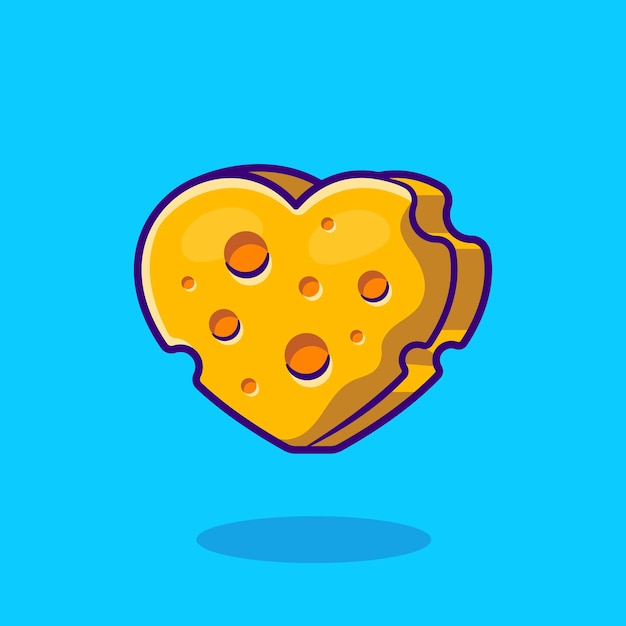Ilustración de dibujos animados de amor de forma de queso. Estilo de dibujos animados plana