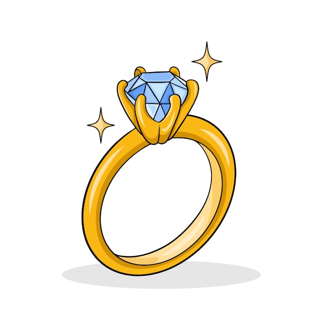 Vector gratuito ilustración de dibujos animados de anillos de diamantes dibujados a mano