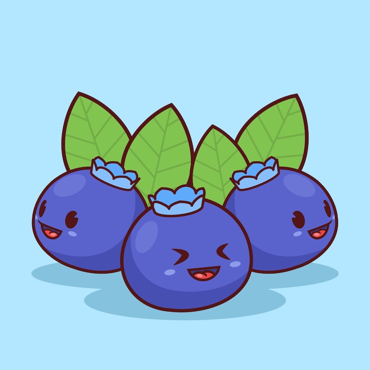 Vector gratuito ilustración de dibujos animados de arándano dibujado a mano
