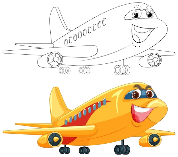 Ilustración de dibujos animados de aviones felices