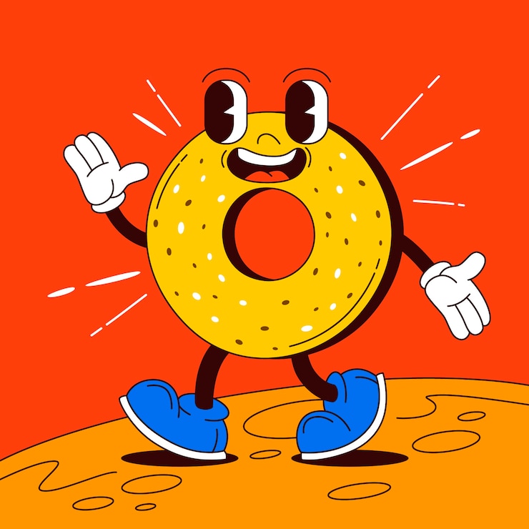 Vector gratuito ilustración de dibujos animados de bagel dibujado a mano
