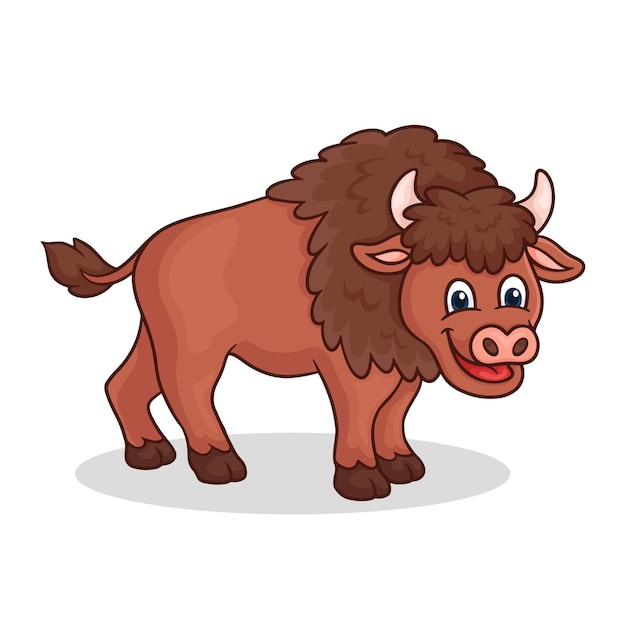 Ilustración de dibujos animados de bisontes dibujados a mano