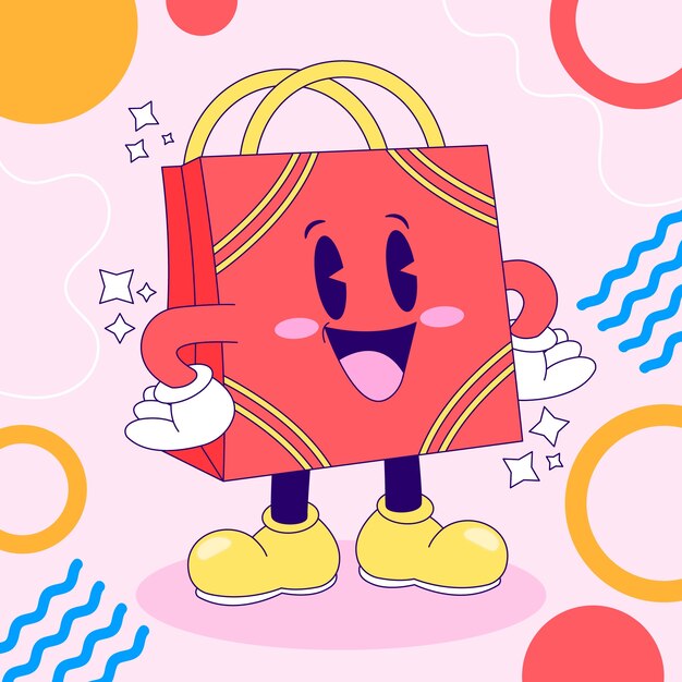 Ilustración de dibujos animados de bolsas de compras dibujadas a mano