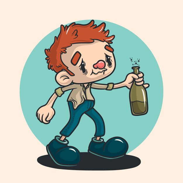 Ilustración de dibujos animados borrachos dibujados a mano