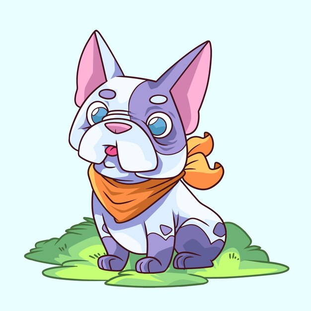 Ilustración de dibujos animados de bulldog dibujados a mano