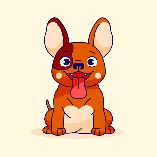 Ilustración de dibujos animados de bulldog francés dibujados a mano