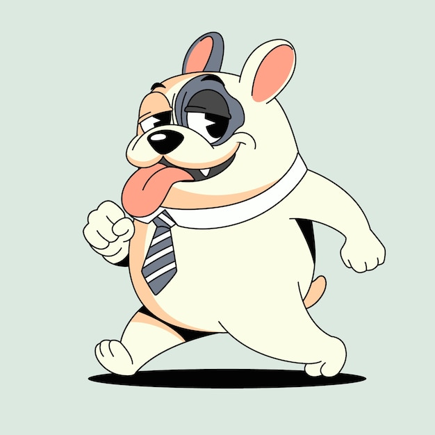 Ilustración de dibujos animados de bulldog francés dibujados a mano