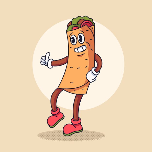 Ilustración de dibujos animados de burrito dibujados a mano
