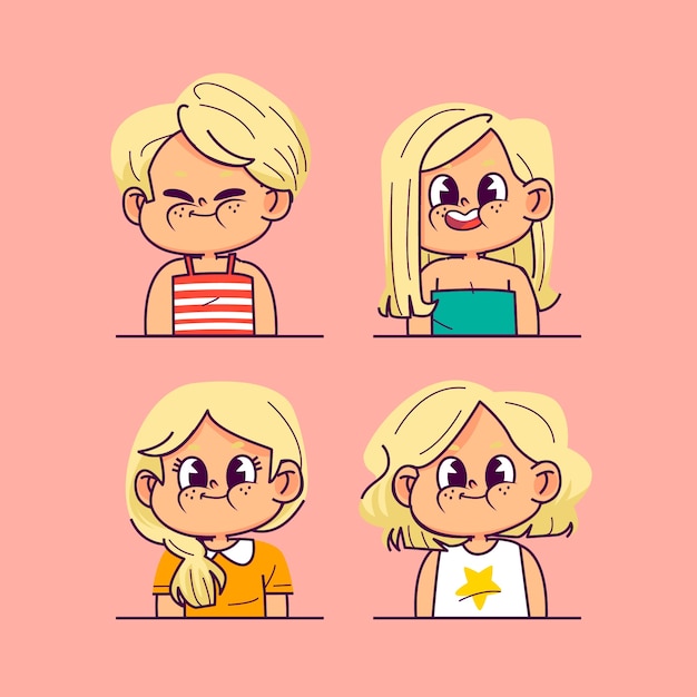 Ilustración de dibujos animados de cabello rubio dibujado a mano