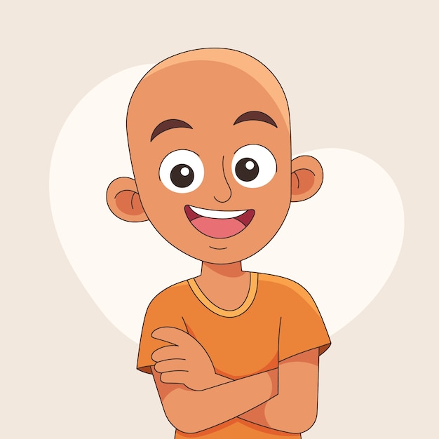 Ilustración de dibujos animados de cabeza calva dibujada a mano
