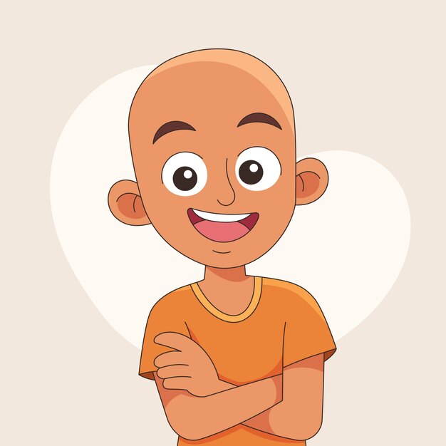 Ilustración de dibujos animados de cabeza calva dibujada a mano