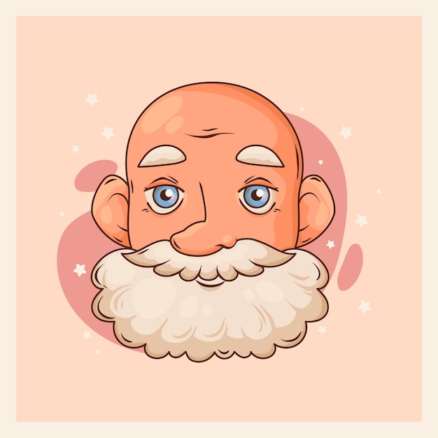 Ilustración de dibujos animados de cabeza calva dibujada a mano