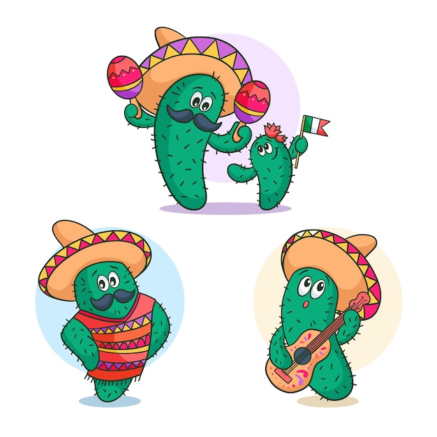 Ilustración de dibujos animados de cactus dibujados a mano