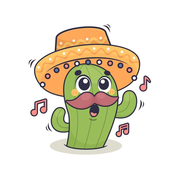 Ilustración de dibujos animados de cactus dibujados a mano