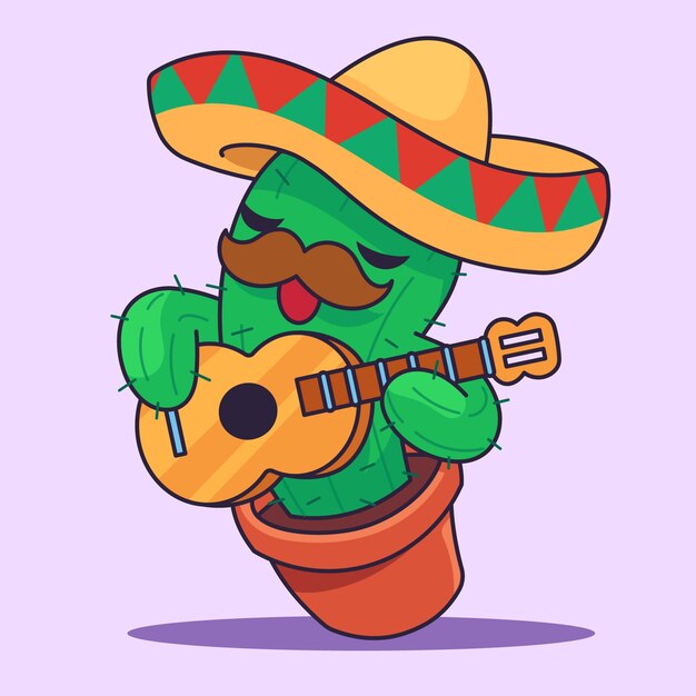 Ilustración de dibujos animados de cactus dibujados a mano