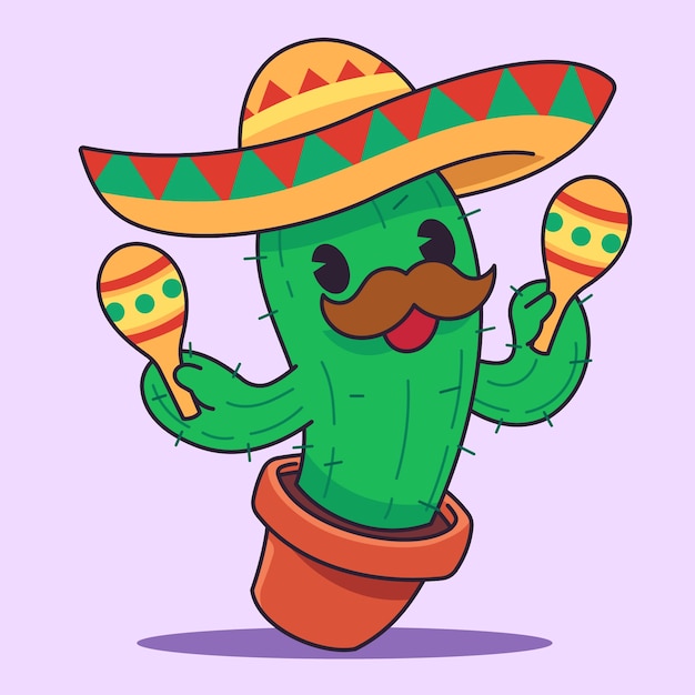 Vector gratuito ilustración de dibujos animados de cactus dibujados a mano