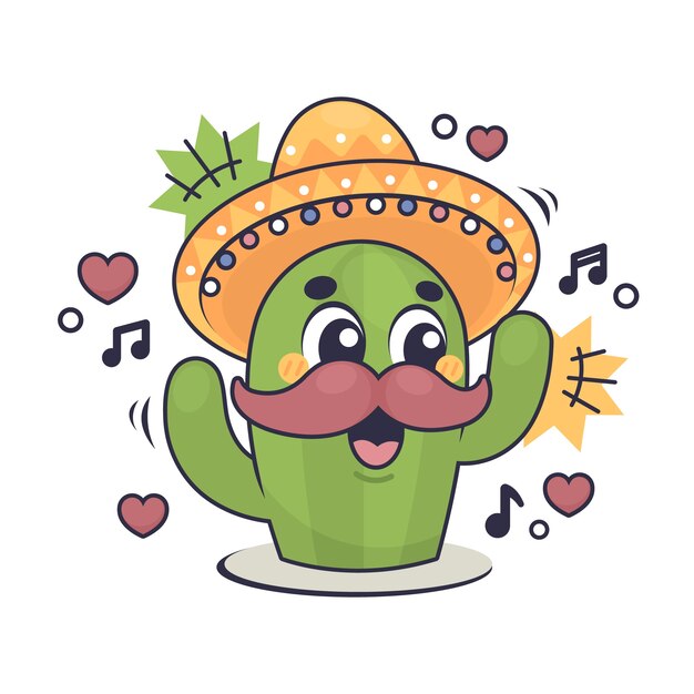 Ilustración de dibujos animados de cactus dibujados a mano