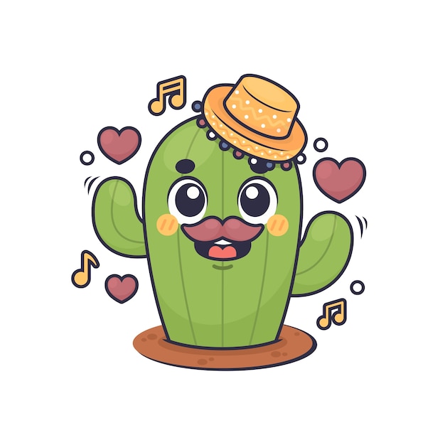 Vector gratuito ilustración de dibujos animados de cactus dibujados a mano