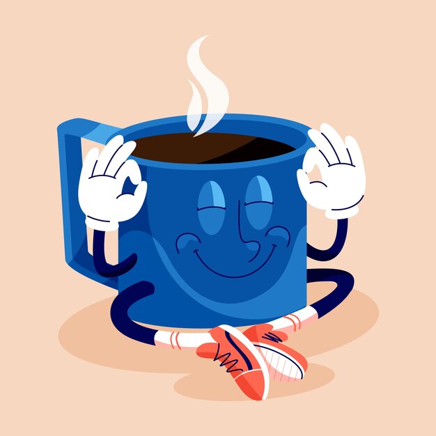 Ilustración de dibujos animados de café dibujada a mano