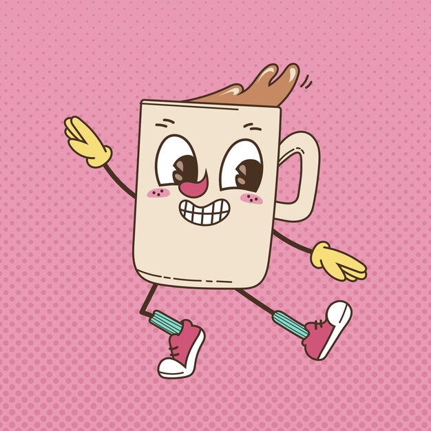 Ilustración de dibujos animados de café dibujada a mano