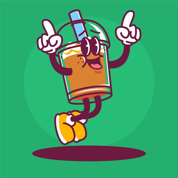 Ilustración de dibujos animados de café dibujada a mano