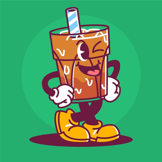 Ilustración de dibujos animados de café dibujada a mano