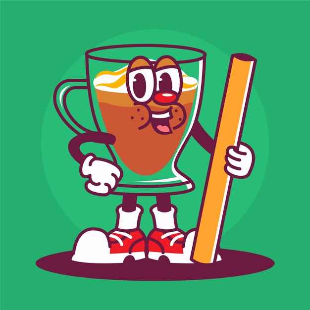 Ilustración de dibujos animados de café dibujado a mano