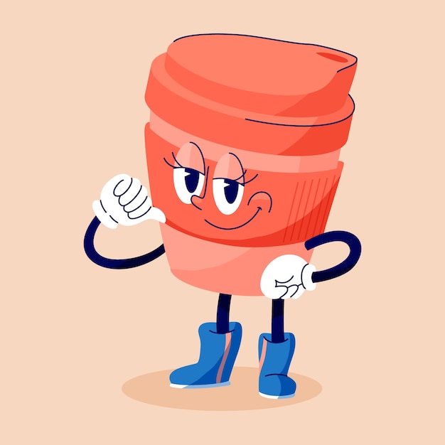 Ilustración de dibujos animados de café dibujado a mano