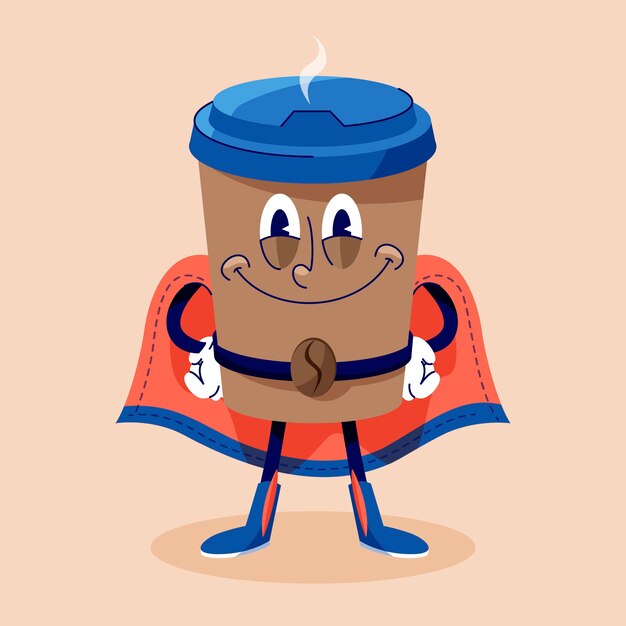 Ilustración de dibujos animados de café dibujado a mano