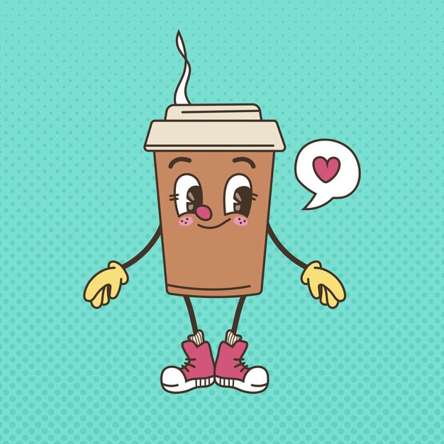 Ilustración de dibujos animados de café dibujado a mano