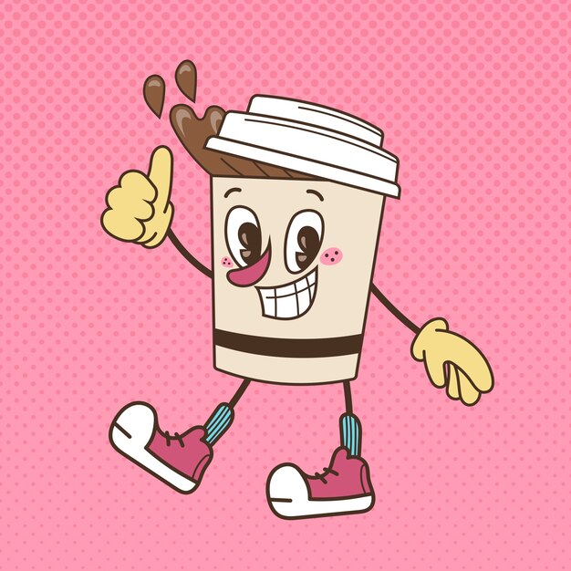 Ilustración de dibujos animados de café dibujado a mano