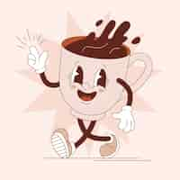 Vector gratuito ilustración de dibujos animados de café dibujado a mano