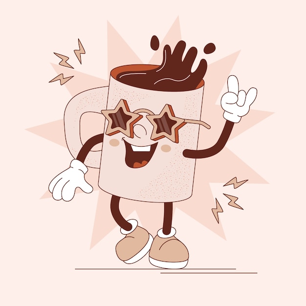 Vector gratuito ilustración de dibujos animados de café dibujado a mano