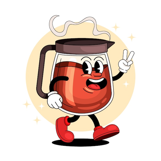 Ilustración de dibujos animados de café dibujado a mano