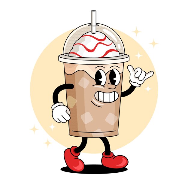 Ilustración de dibujos animados de café dibujado a mano