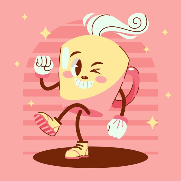 Ilustración de dibujos animados de café dibujado a mano